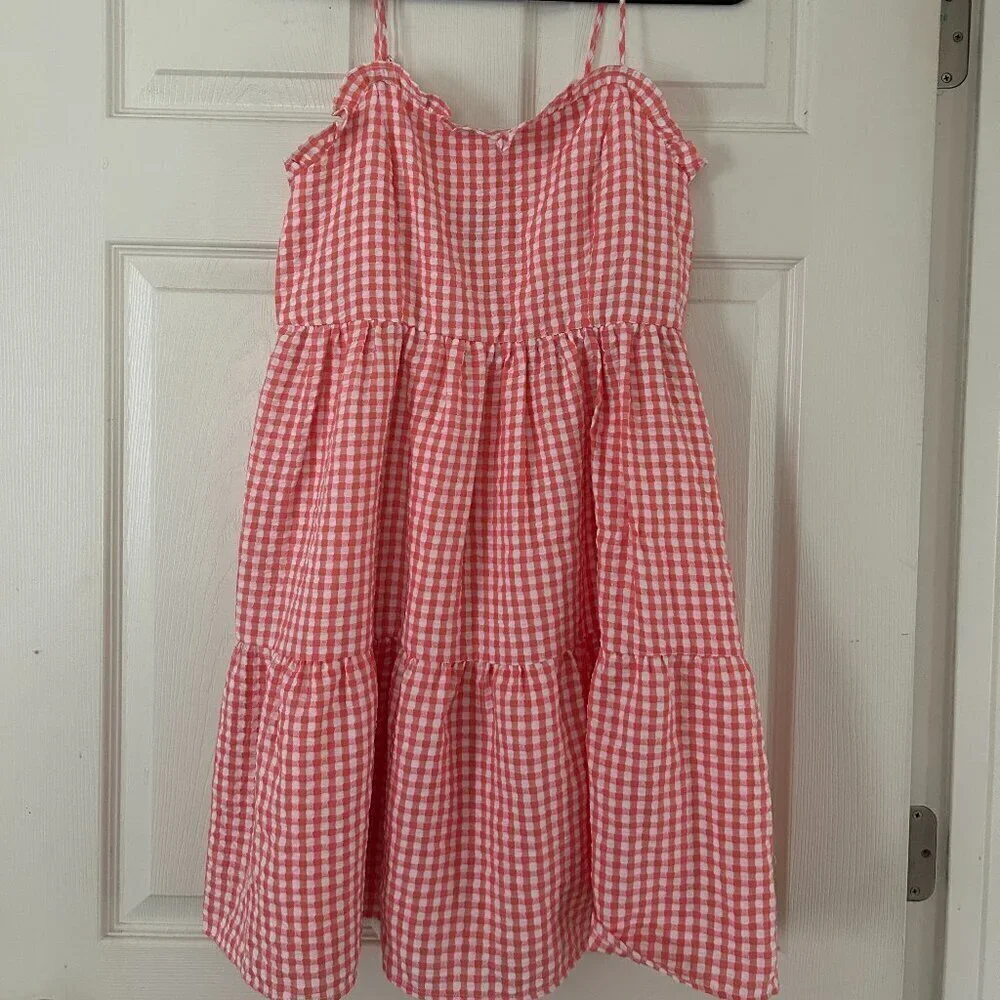 NWT Wild Fable Gingham Spaghetti Strap Mini Tiered Ruffle Dress Size Small